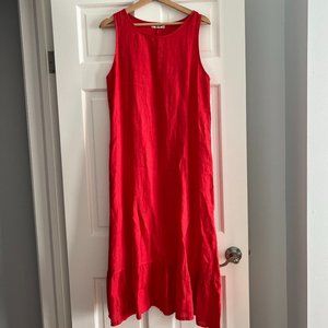 Terzo Millennio Made In Italy women's linen dress size Small, Red Ruffle Bottom